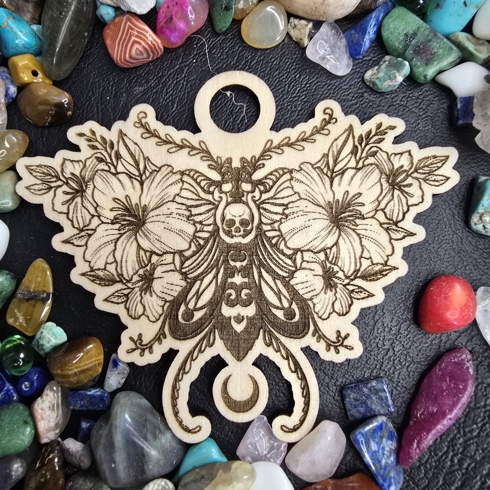 Death's-head hawkmoth wood crystal sphere stand